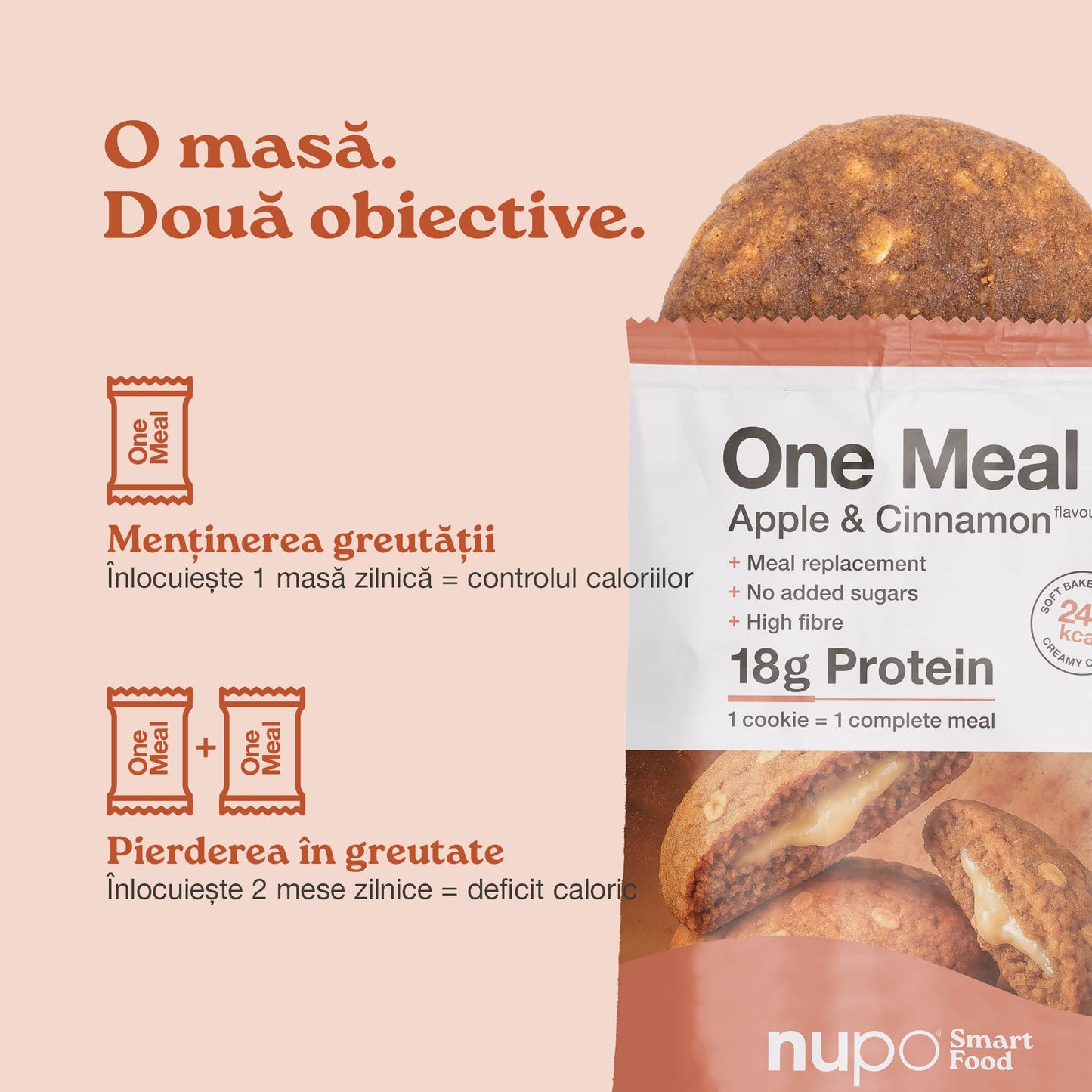 One Meal +Prime Fursecuri Măr & Scorțișoară, 1 masă