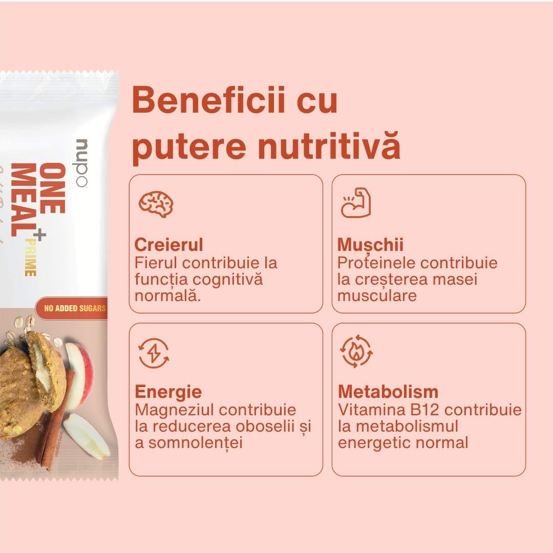 One Meal +Prime Fursecuri Măr & Scorțișoară, 12 mese