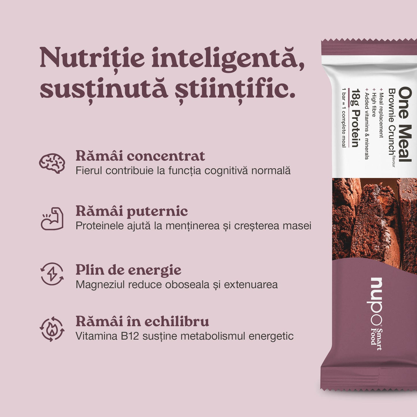 Batonul One Meal Brownie Crunch, 15 mese