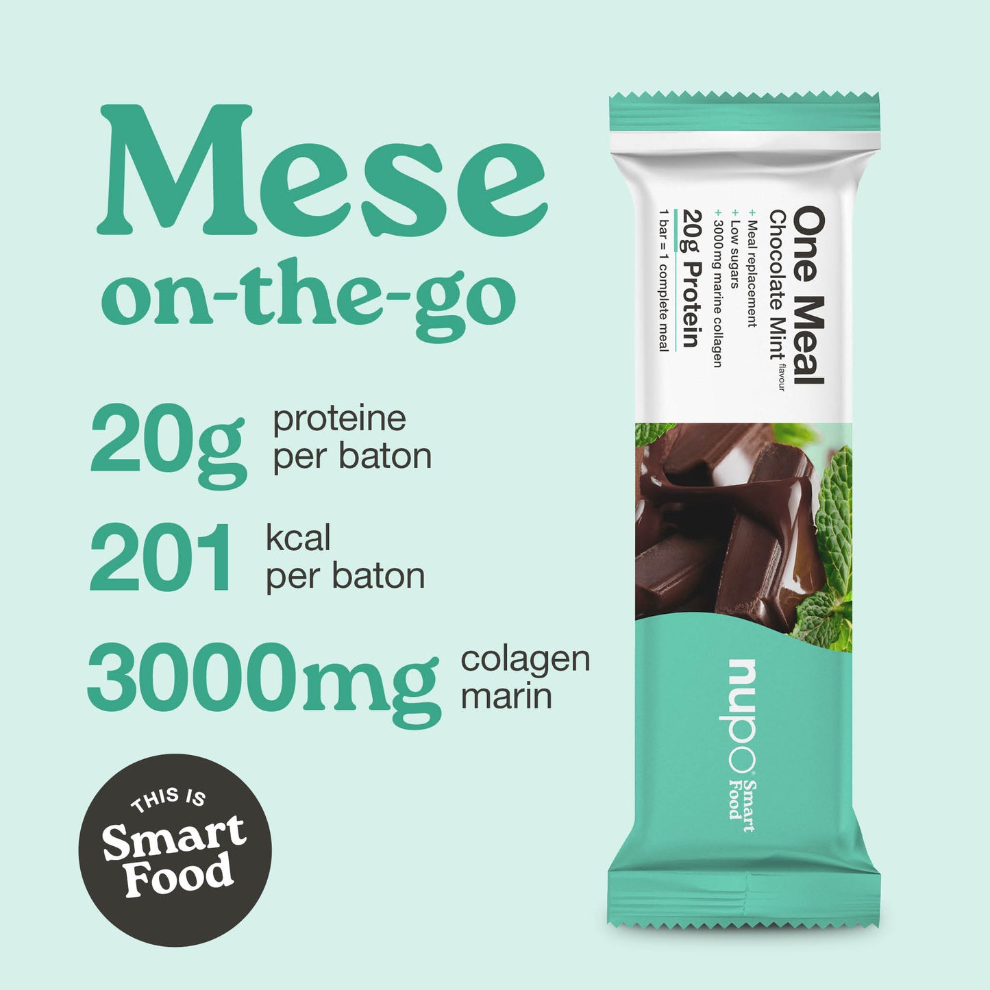 Batonul One Meal Ciocolata cu Menta, 15 mese
