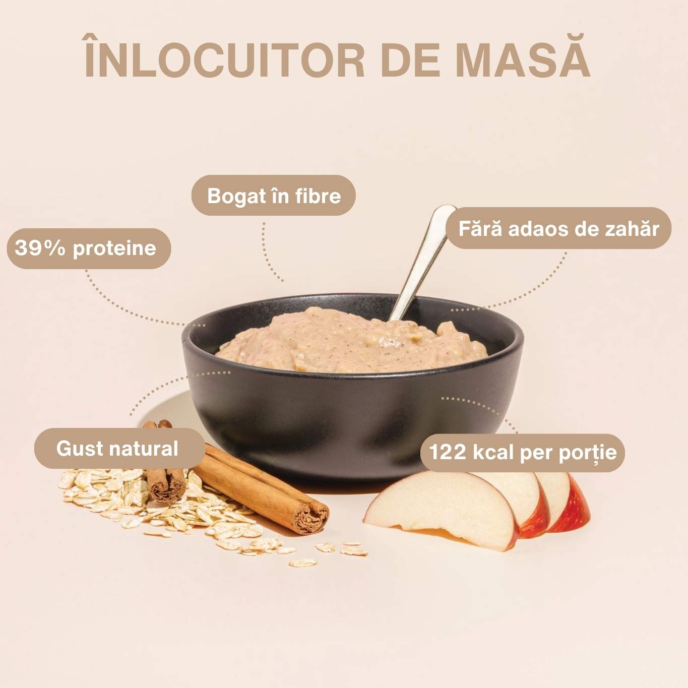 Dieta Nupo Oatmeal Fulgi de Ovăz – Mere și Scorțișoară, 12 mese