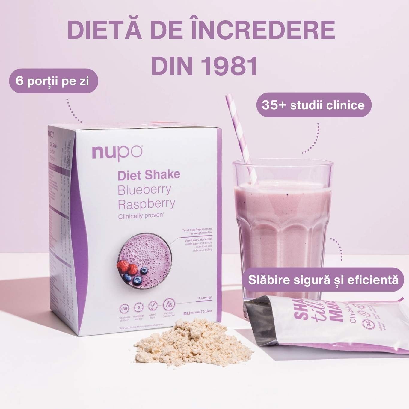 Dieta Nupo Shake Afine și Zmeură, 12 mese