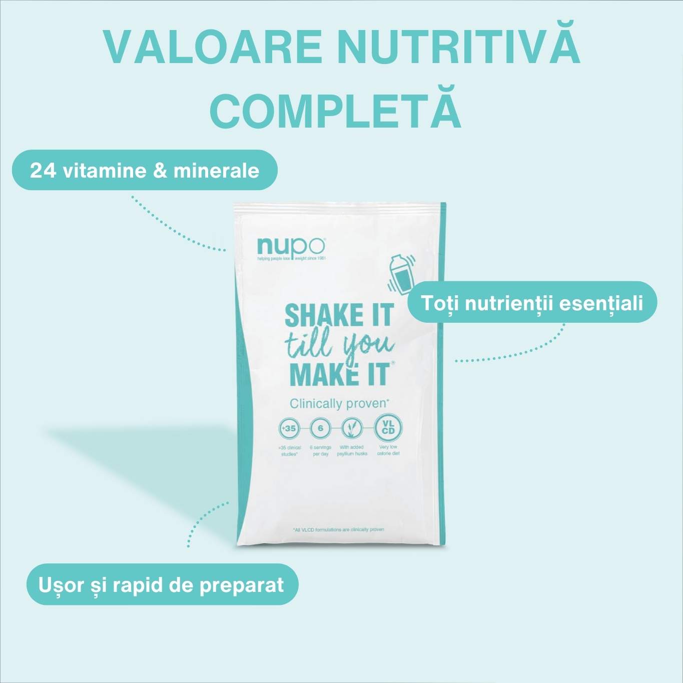 Dieta de slăbit Shake Ciocolată cu Mentă - Vegan, 10 mese