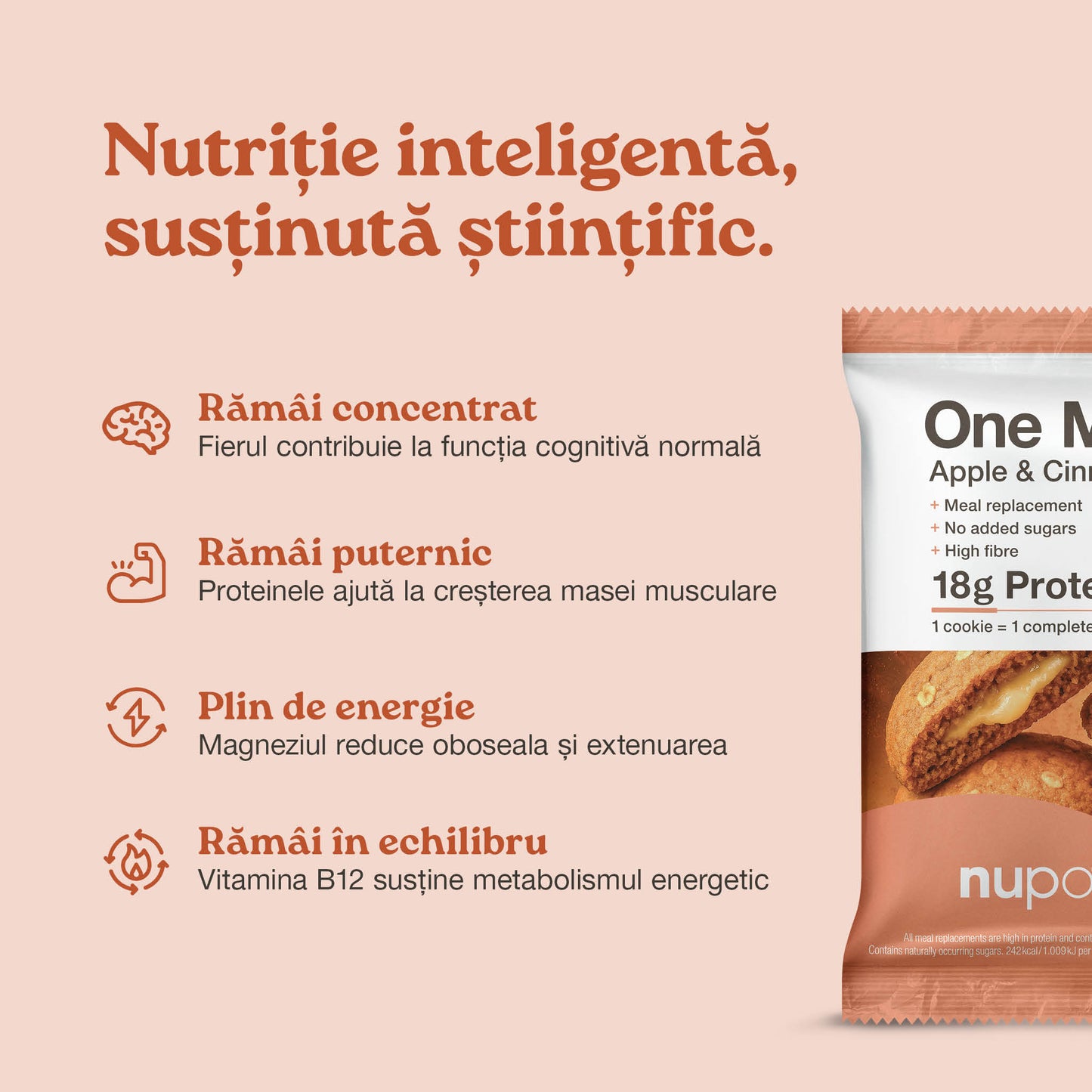 One Meal +Prime Fursecuri Măr & Scorțișoară, 12 mese