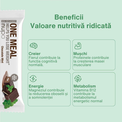 Batonul One Meal Ciocolata cu Menta, 15 mese